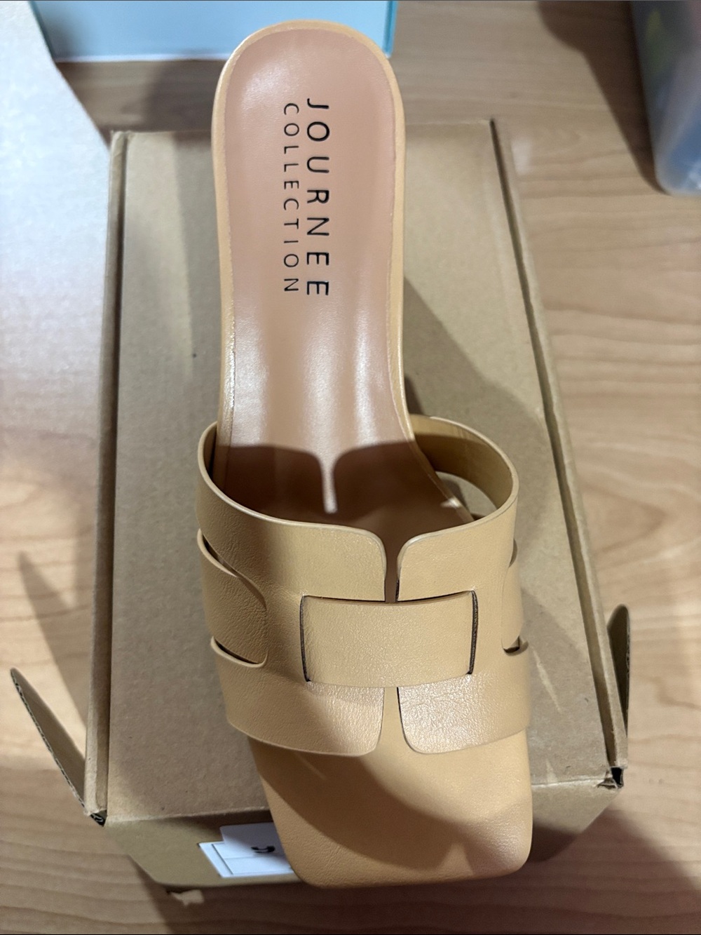 Journee Collection Beige Cutout Slip-On Mule